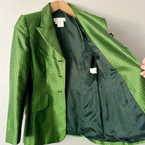 Escada Margaretha Ley Green Jacquard Women's Blazer EU Size 36 US Size Small - Picture 4 of 14